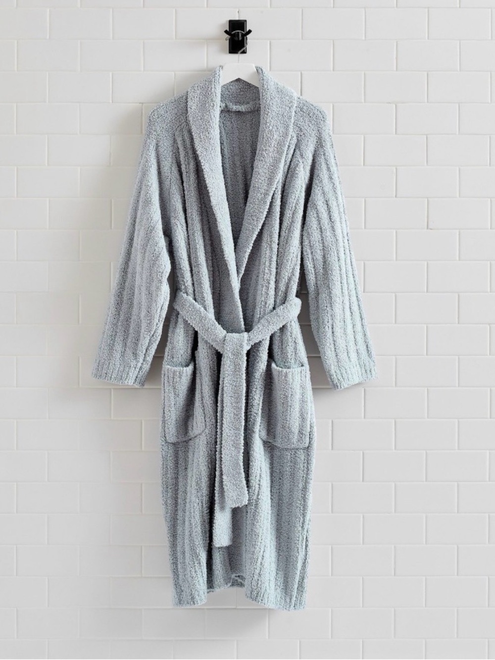 Pottery Barn Cozy Ribbed Robe in Cloud Blue, Size Large - Picture 2 of 4